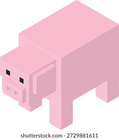 Una simple ilustración de cerdo dibujada en una vista isométrica.
Con un diseño de estilo de bloque tridimensional con colores tranquilos, es adecuado para diversos usos, como Diseño web, materiales de presentación e ilustraciones explicativas.