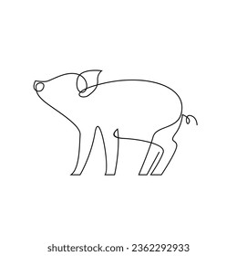 Pig single line illustration drawing template