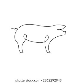 Pig single line illustration drawing template