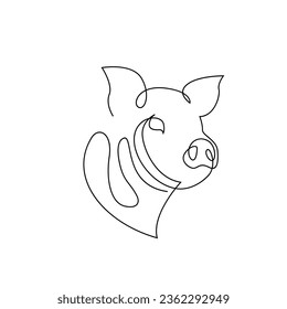 Pig single line illustration drawing template