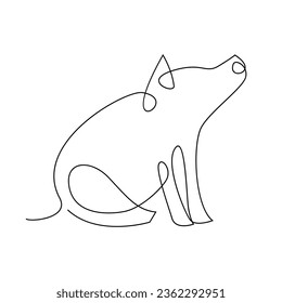 Pig single line illustration drawing template