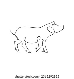 Plantilla de dibujo de ilustración de línea única de cerdo
