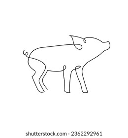 Pig single line illustration drawing template
