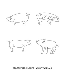 Pig single line illustration drawing template