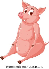 A pig sitting cartoon character illustration