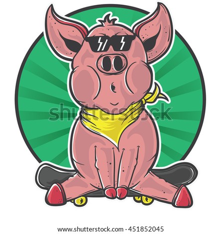 Pig skater sit in the middle circle