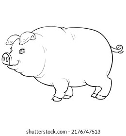 pig sketch, coloring book, isolated object on white, vector illustration, eps