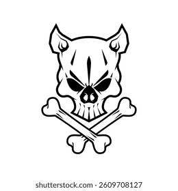 Pig Skull and Bones. Concept pig skeleton head for pirate flag