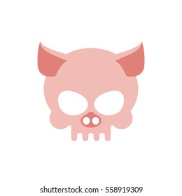 Pig skull isolated. Pink Swine skeleton head