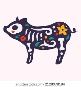  pig skull otomi vector art