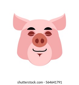 Pig sleeping Emoji. piggy asleepl emotion on white background. Farm animal