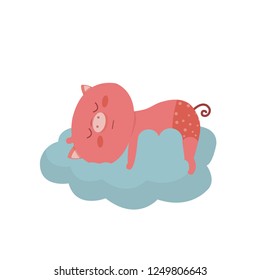 a pig sleeping on a cloud
