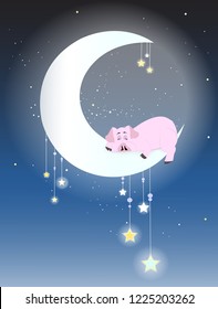 The pig sleeps in the moon