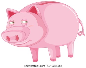 Pig with sleepy eyes illustration