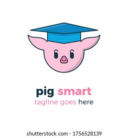 pig smart logo vector design illustration icon 