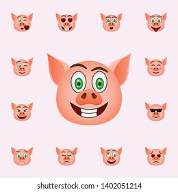 Pig in smile emoji icon. Pig emoji icons universal set for web and mobile