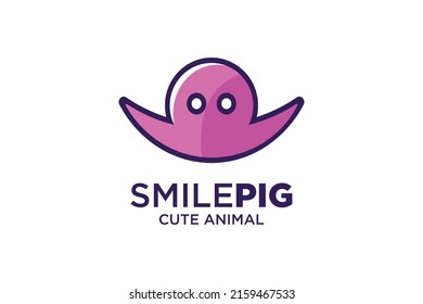 pig with smile symbol concept