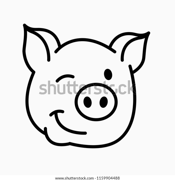 豚の笑顔のアイコン 豚の輪郭のロゴ 豚肉 ベクターイラスト のベクター画像素材 ロイヤリティフリー