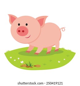 Pig smiling. Cheerful pig.