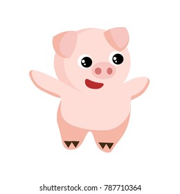 The pig are smiling cheerfully.