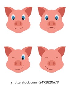 pig snout emoji sticker flat style vector illustration isolated on white background