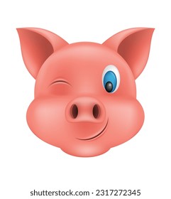 pig snout emoji sticker vector illustration isolated on white background