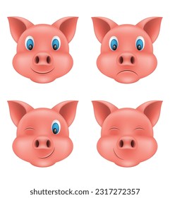 pig snout emoji sticker vector illustration isolated on white background