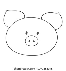 Pig snout silhouette. Piggy face contour. Vector illustration.