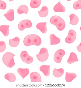 Pig snouts and ears seamless pattern for wrapping gifts for the New Year and Christmas