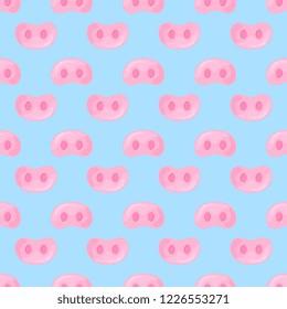 Pig snouts seamless pattern for wrapping gifts for the New Year and Christmas.