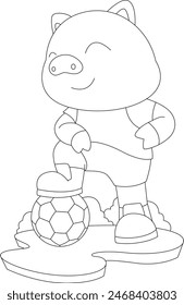 Cerdo Jugador de fútbol Fútbol Animal Vector Ilustración de arte gráfico