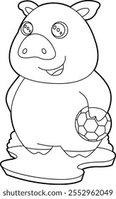 Pig Soccer jogador Futebol Animal Vetor Ilustração de Arte Gráfica