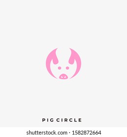 Pig Space Illustration Vector Template. Suitable for Creative Industry, Multimedia, entertainment, Educations, Shop, and any related business