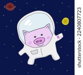 Pig in a spacesuit in space