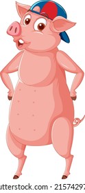 A pig standing on two legs illustration