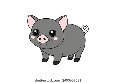 Pig Standing Vector Art Illustration