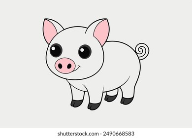 Pig Standing Vector Art Illustration