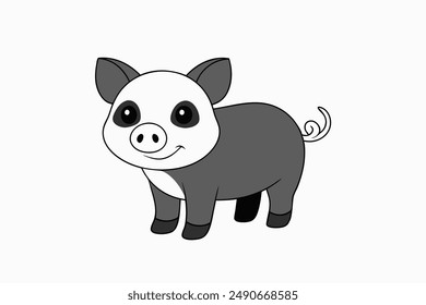 Pig Standing Vector Art Illustration