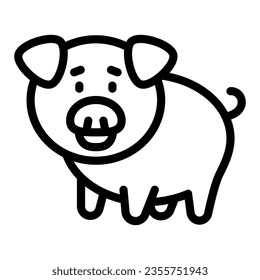 Pig stands on all paws line icon, cute funny animals concept, piggy, piglet on paws vector sign on white background, outline style icon for mobile concept and web design. Vector graphics