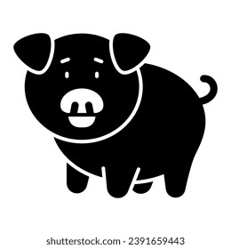 Pig stands on all paws solid icon, cute funny animals concept, piggy, piglet on paws vector sign on white background, glyph style icon for mobile concept and web design. Vector graphics