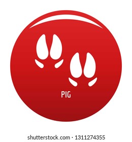 Pig step icon. Simple illustration of pig step vector icon for any design red