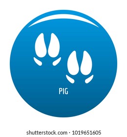 Pig step icon vector blue circle isolated on white background 