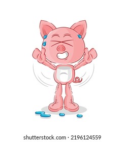 the pig stretching character. cartoon mascot vector