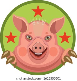 Pig suitable for products and cheerful smile suitable for any use for icons on computer and on mobile phone and so on