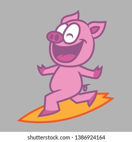 Pig Surf mascot icon logo