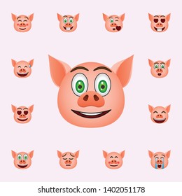 Pig in surprised, smile emoji icon. Pig emoji icons universal set for web and mobile