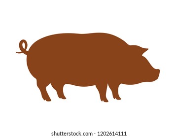 Pig swine silhouette vector icon isolated on white background