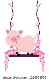 pig in a swing