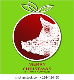 Pig is a symbol of the 2019 Chinese New Year. glass balls with pigs muzzle,  Decorative Christmas design elements. Vector illustration