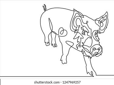 Pig is a symbol of the 2019 Chinese New Year.Vector continuous line.